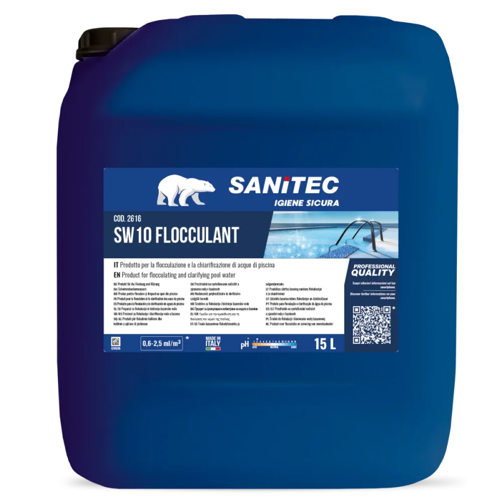 Prodotto per flocculazione e chiarificazione acque Sanitec SW10 FLOCCULANT 15 lt