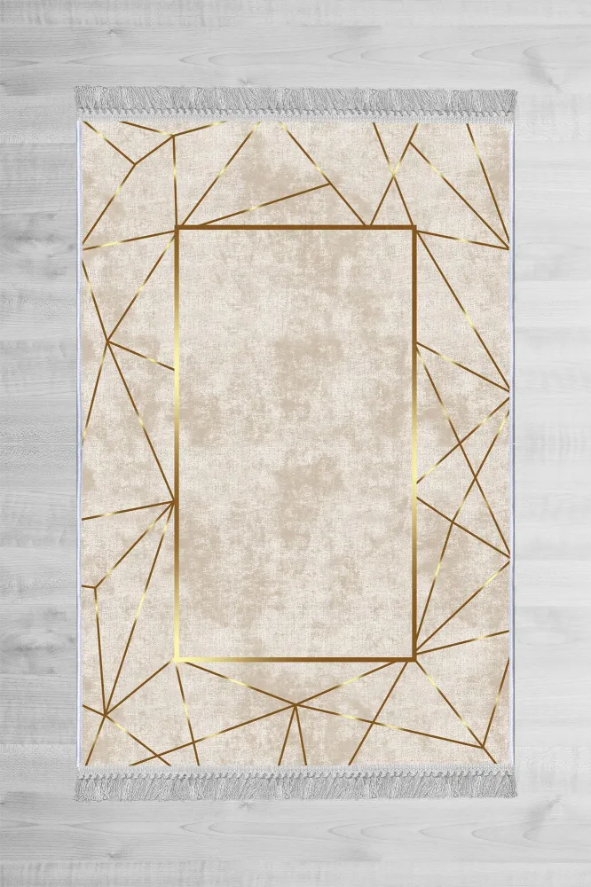 Tappeto Bayard 100x200cm Velluto panna e lino oro