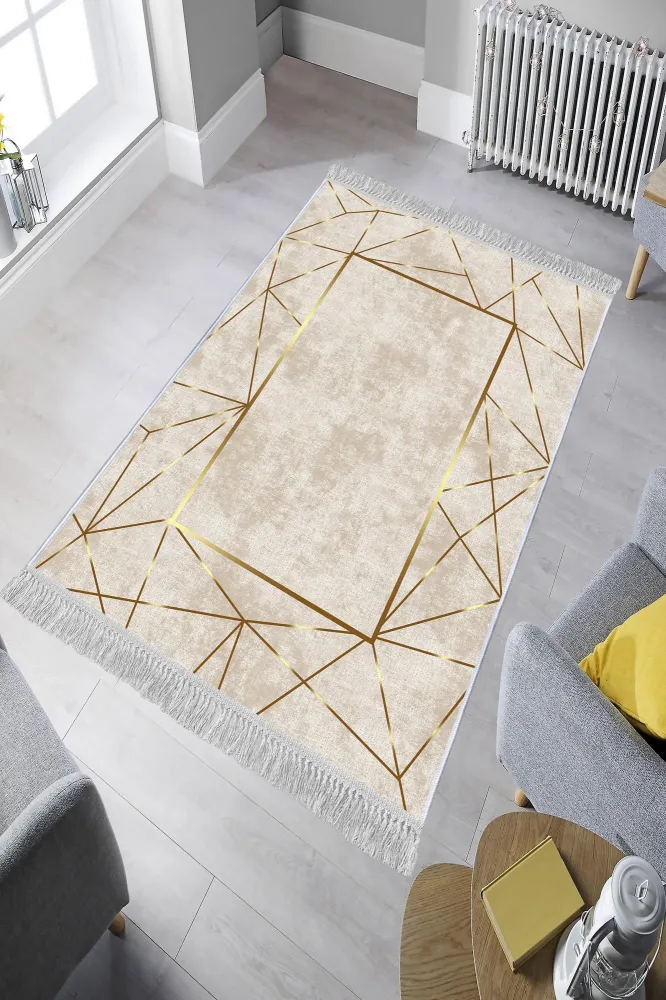 Tappeto Bayard 100x200cm Velluto panna e lino oro