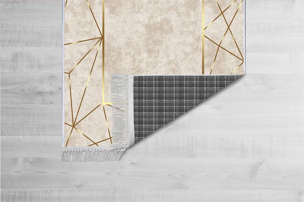 Tappeto Bayard 100x200cm Velluto panna e lino oro