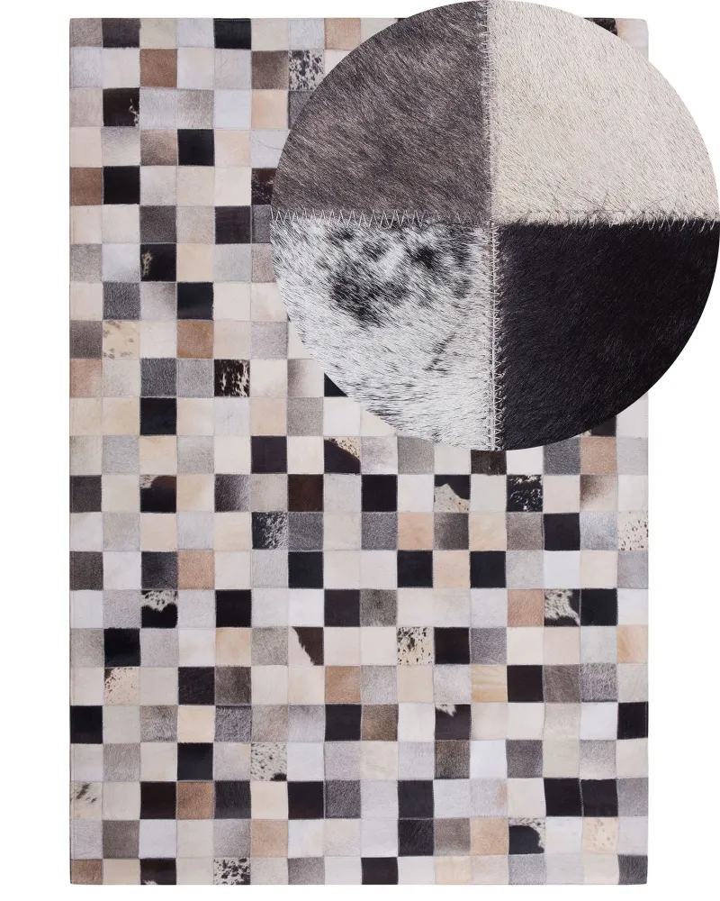Tappeto pelle marrone e panna 160 x 230 cm RIZE