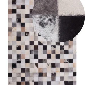 Tappeto pelle marrone e sabbia 160 x 230 cm RIZE