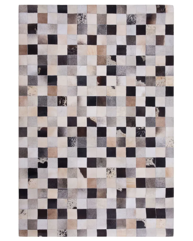 Tappeto pelle marrone e sabbia 160 x 230 cm RIZE