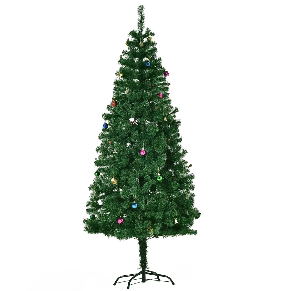 Easycomfort 1.8m Albero di Natale Artificiale con 624 Rami PVC Ignifughi, Albero di Natale Realistico con Decorazioni e Ra...