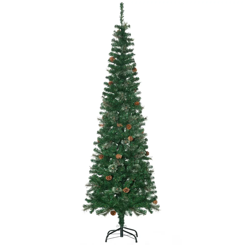 Easycomfort Albero di Natale Alto 195cm Realistico con Pigne Decorative e 556 Rami, Verde