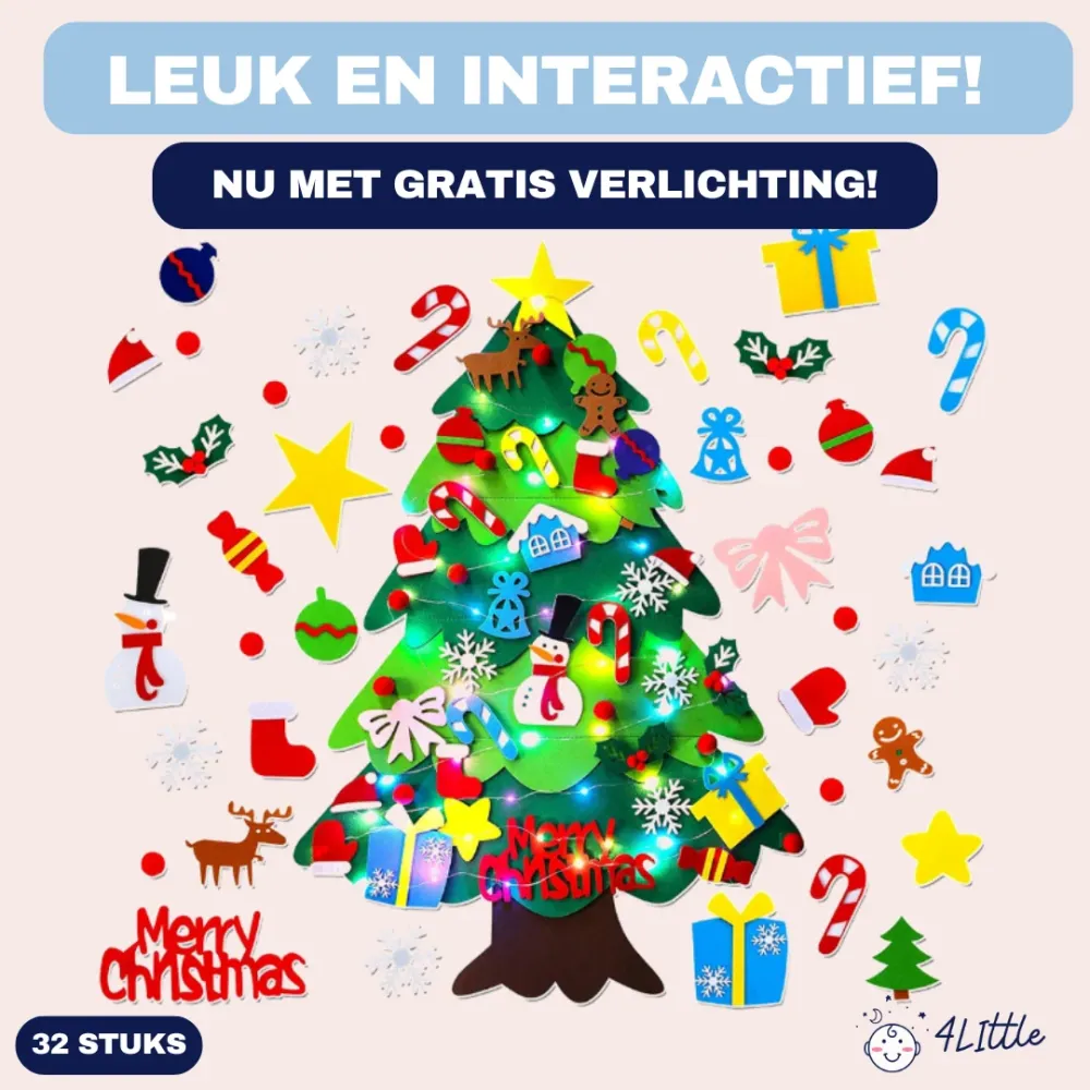Albero di Natale Feltro | Decorazione Natalizia Fai-da-te con 32 Ornamenti e Luci, 3+ – Crea Magiche Memorie di Natale