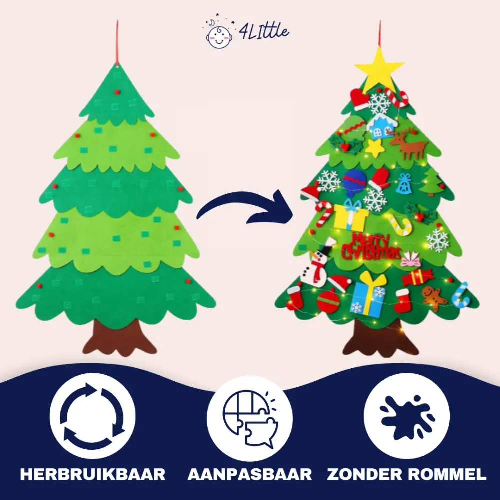 Albero di Natale Feltro | Decorazione Natalizia Fai-da-te con 32 Ornamenti e Luci, 3+ – Crea Magiche Memorie di Natale