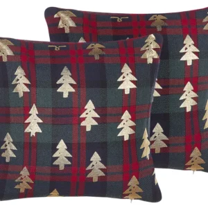 Professionale Alta Precisione Set di 2 cuscini decorativi con alberi di Natale 45 x 45 cm verde e rosso CUPID