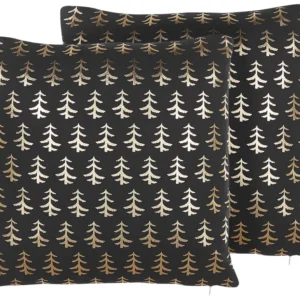 Set di 2 cuscini decorativi con alberi di Natale 45 x 45 cm nero LEROY Motore Passo Passo