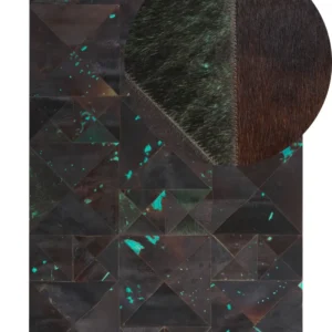 Tappeto pelle marrone / turchese 160 x 230 cm ATALAN Facile da Assembrare