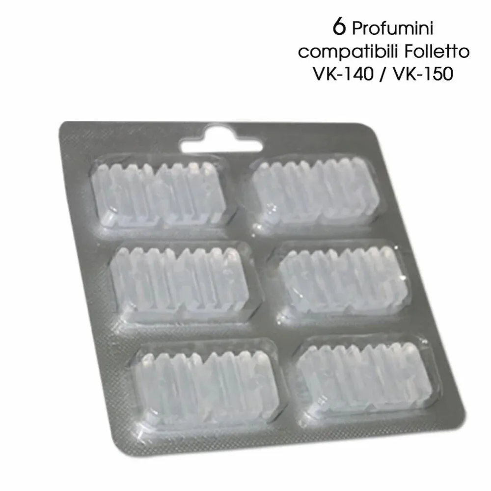 SET 6 Sacchi Sacchetti + 6 Profumini per aspirapolvere Folletto VK140 / VK150
