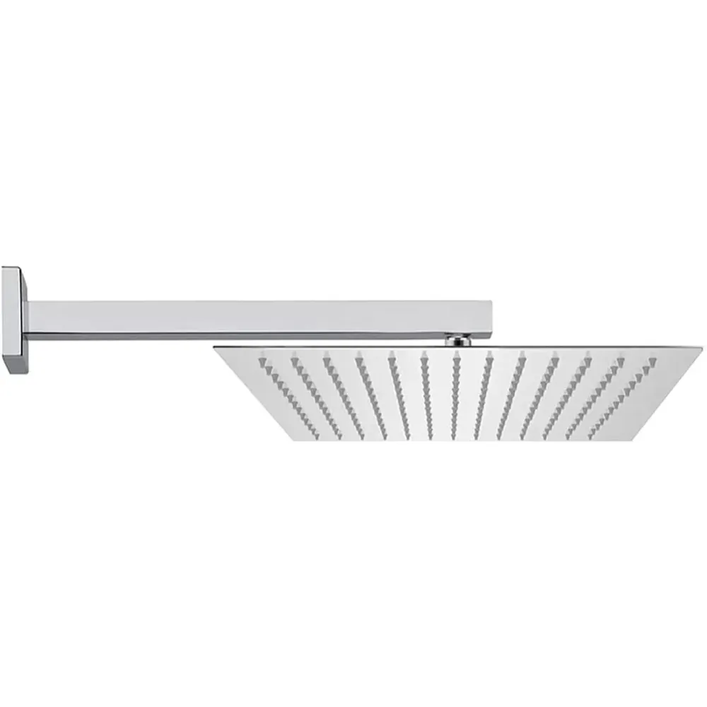 Braccio Doccia Parete 25 cm Design Quadrato Acciaio Cromato Attacco Universale