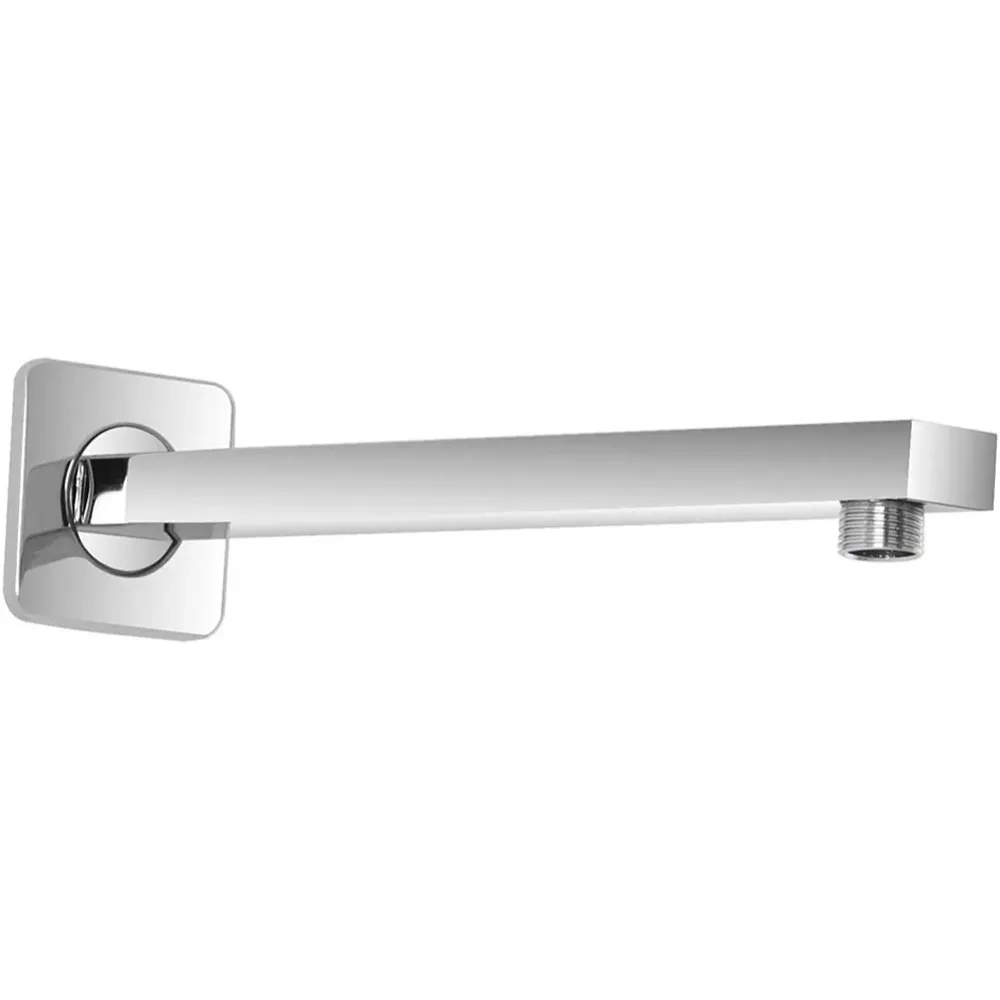Braccio Doccia Parete 40 cm Design Quadrato Acciaio Cromato Attacco Universale