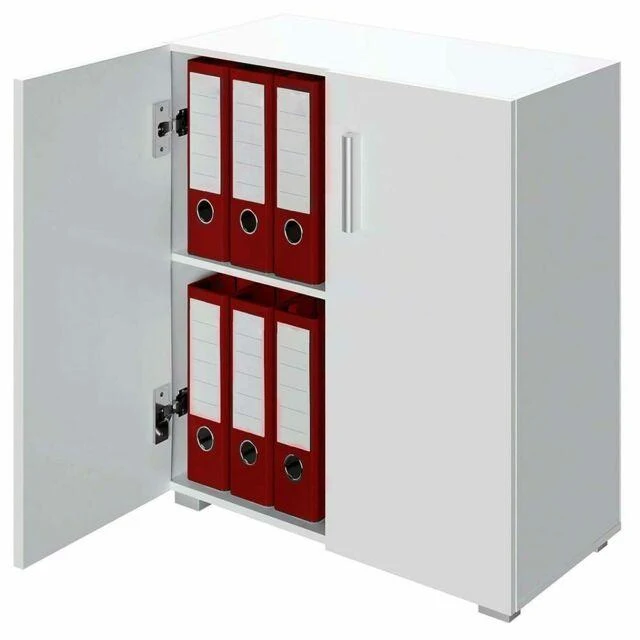 Mobile Madia con Doppia Anta 2 Ripiani Mobiletto Credenza Cucina Bagno Bianco