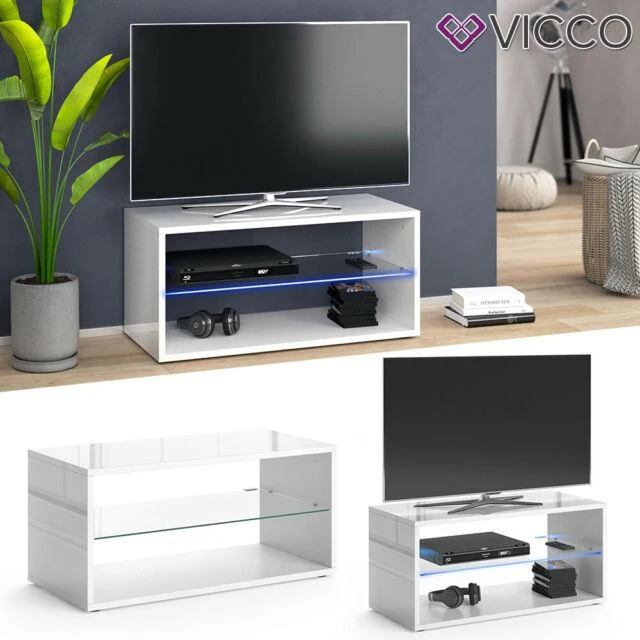 Vicco Mobile basso Rio Credenza per tv bianco con illuminazione LED Armadio