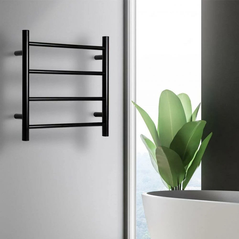 Scaldasalviette Termoarredo Elettrico Bagno Asciugabiancheria 4 Elementi Nero