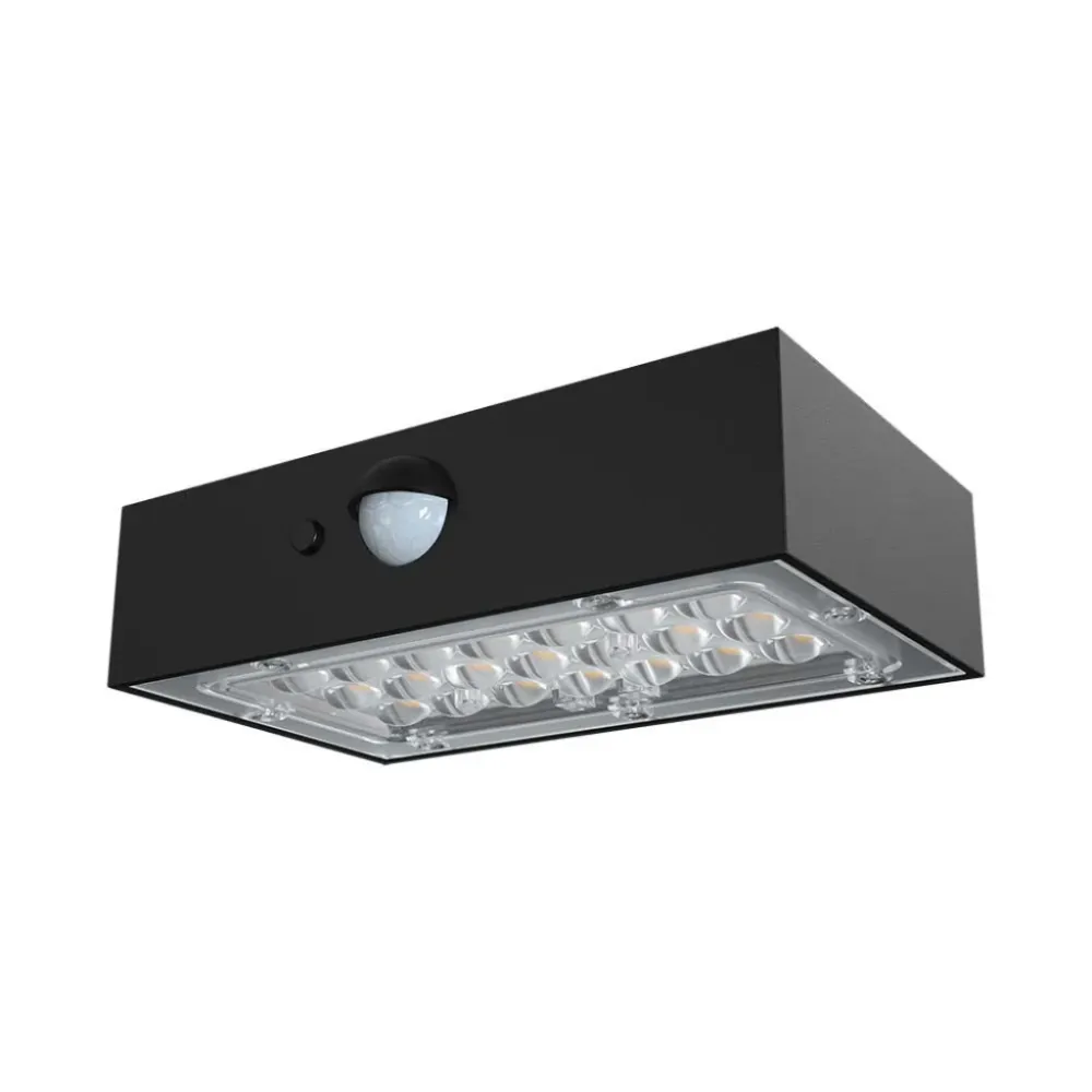 V-TAC Lampada LED da Muro 3W 350lm Con Pannello Solare e Sensore PIR nero 3000+4000K IP65 10305