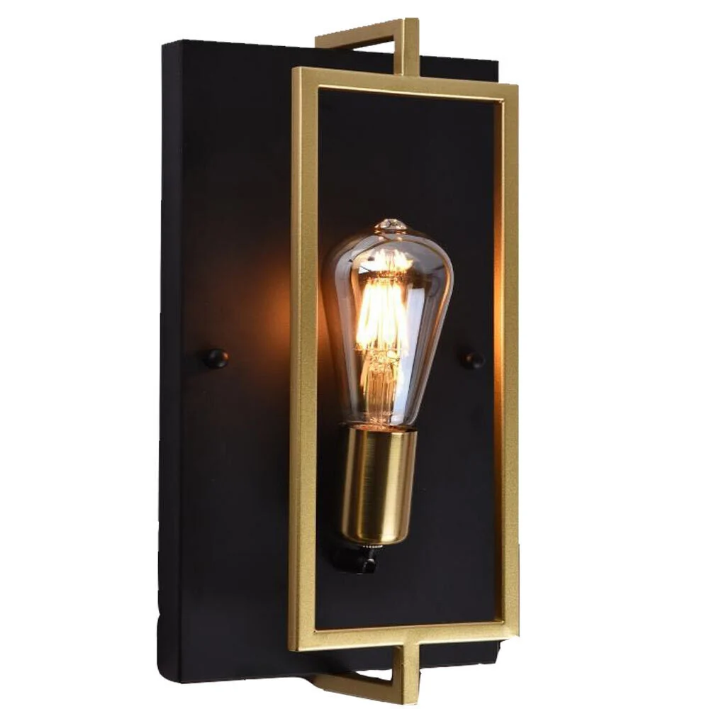 Applique parete stile industriale metallo nero e bronzo E27