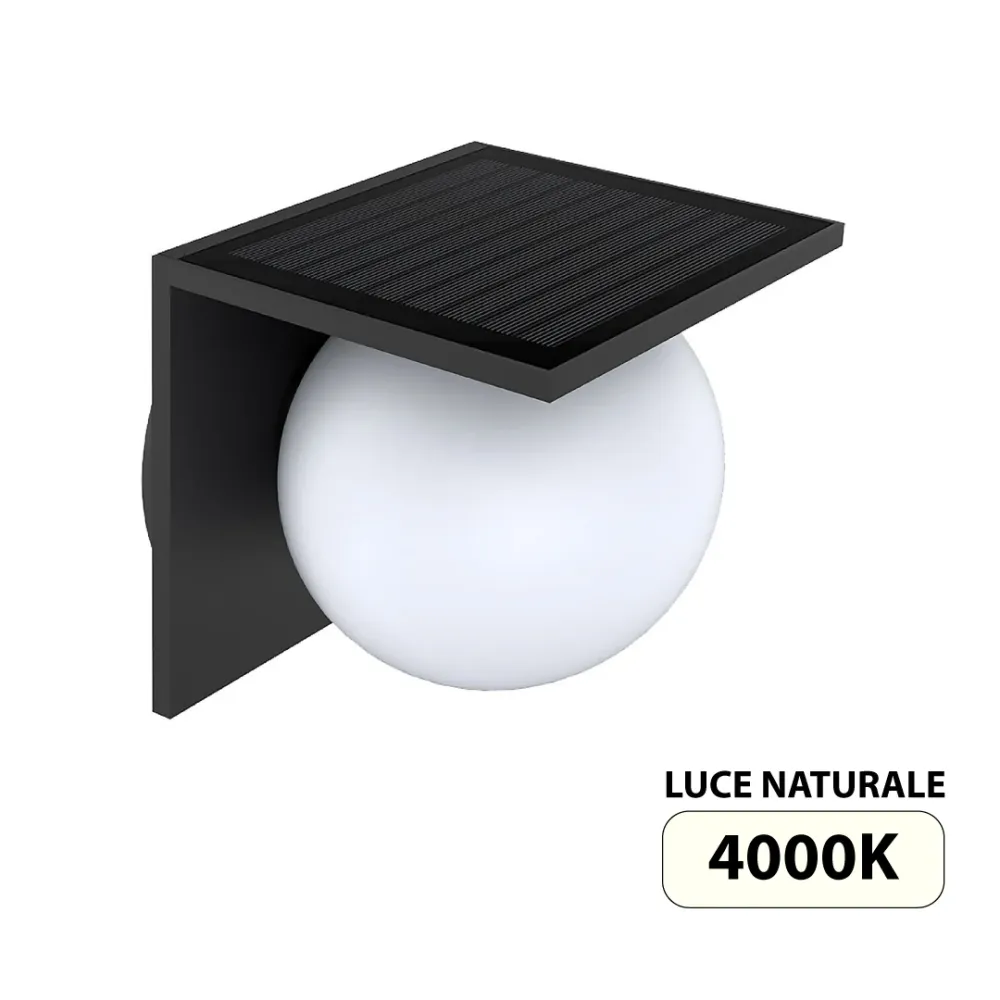 Applique Solare LED MOON 5,2W 1000lm 4000K Colore Nero MOONN
