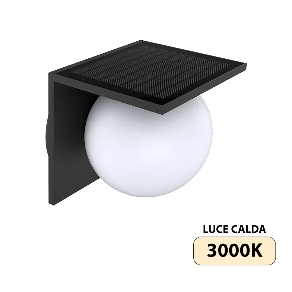 Applique Solare MOON 5,2W 1000lm 3000K LED IP65 Nero RAL7022