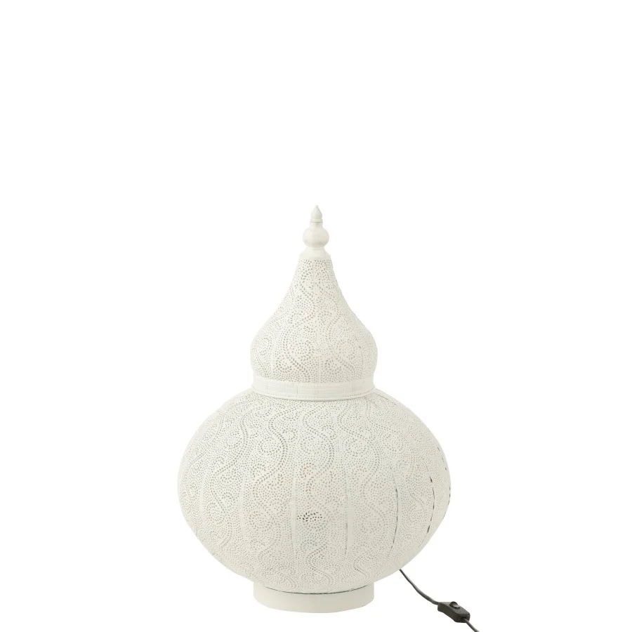 Lampada Metallo Traforato Bianca Decorativa Stile Orientale