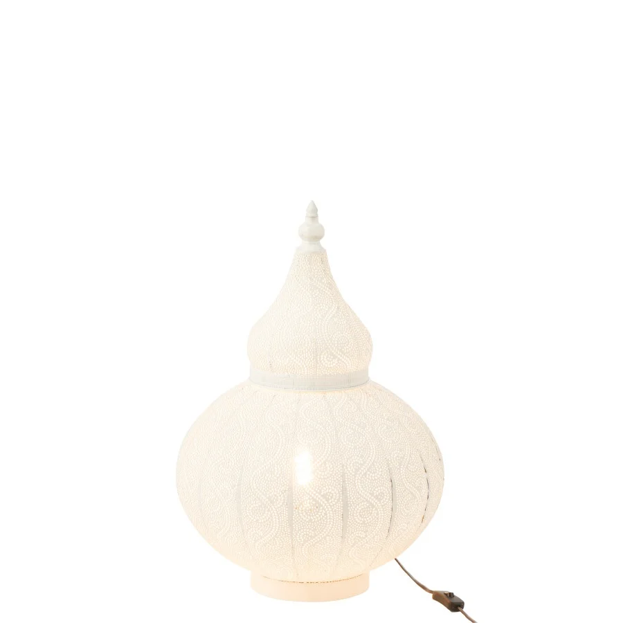 Lampada Metallo Traforato Bianca Decorativa Stile Orientale