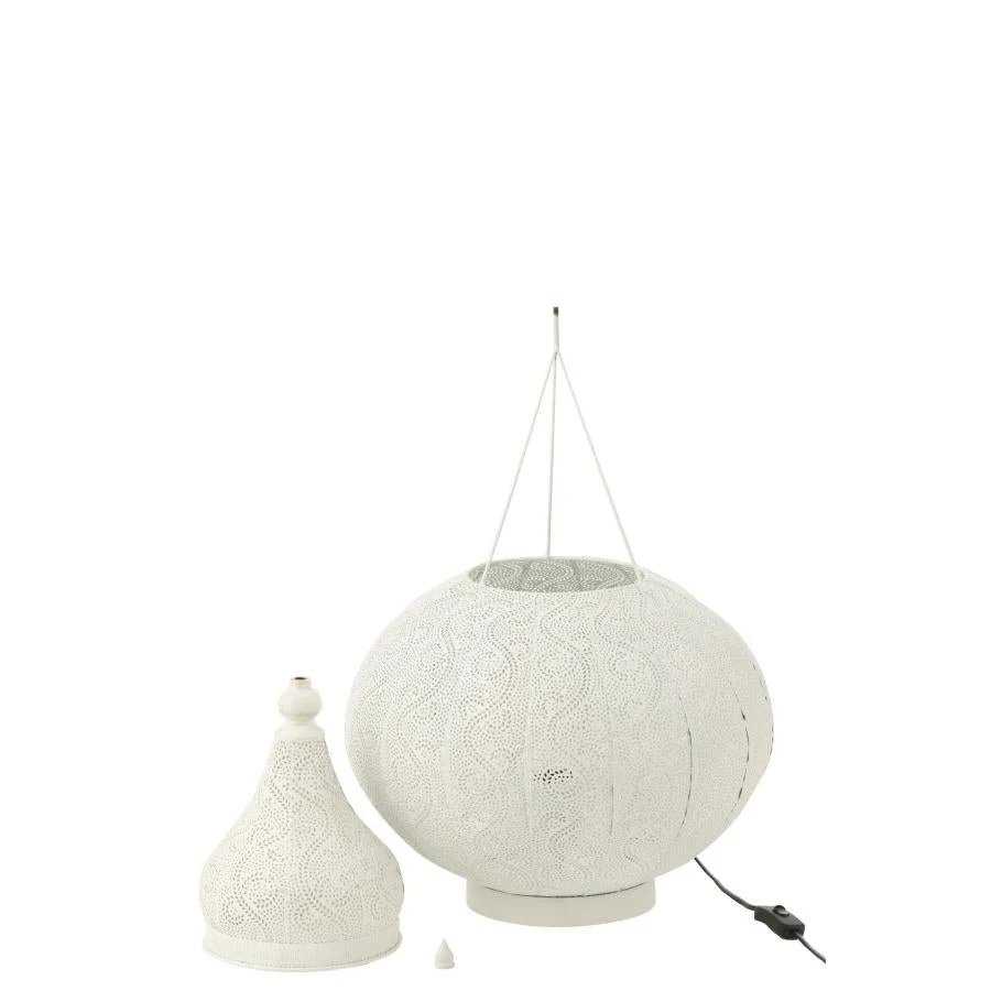 Lanterna da terra decorativa metallo bianco 65 cm