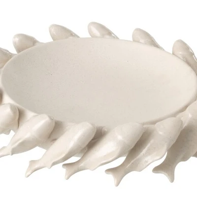 Centrotavola Decorativo Ceramica Avorio 32 cm