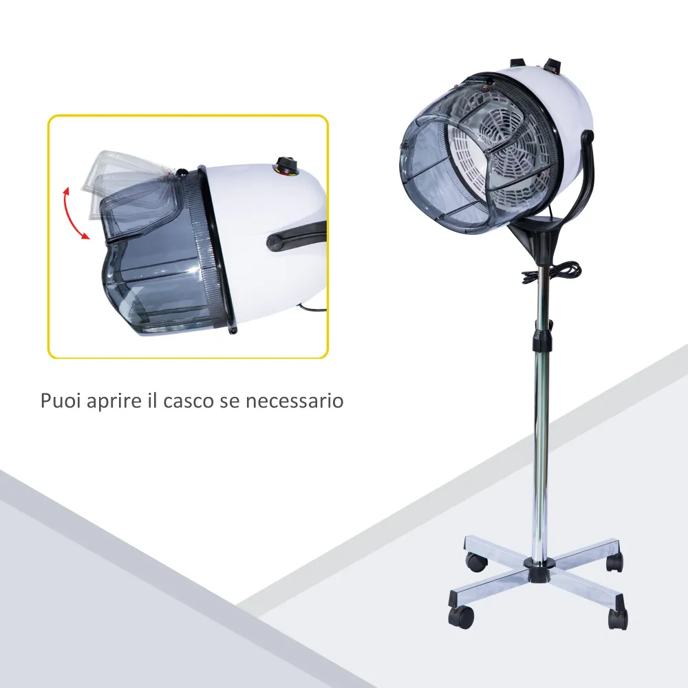 AREA OCCASIONI EasyComfort Casco Asciugacapelli Professionale Portatile con Ruote Girevoli, Altezza e Temperatura Regolabi...