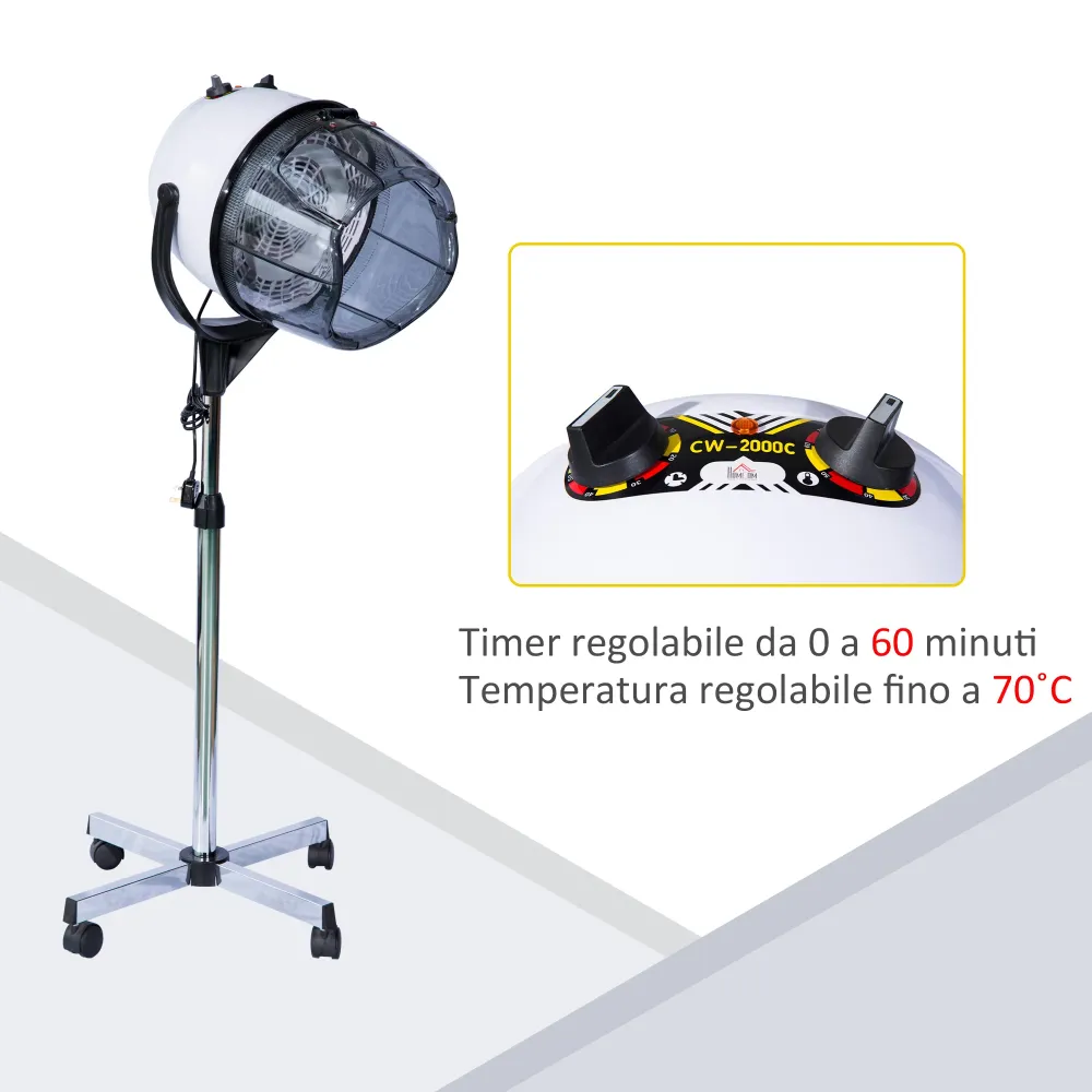 AREA OCCASIONI EasyComfort Casco Asciugacapelli Professionale Portatile con Ruote Girevoli, Altezza e Temperatura Regolabi...