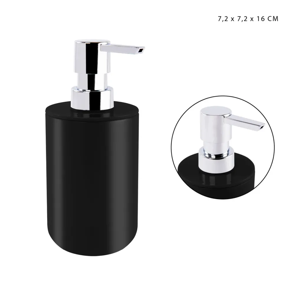 Dc Porta sapone liquido plastica 7.2X7.2X16Cm Nero
