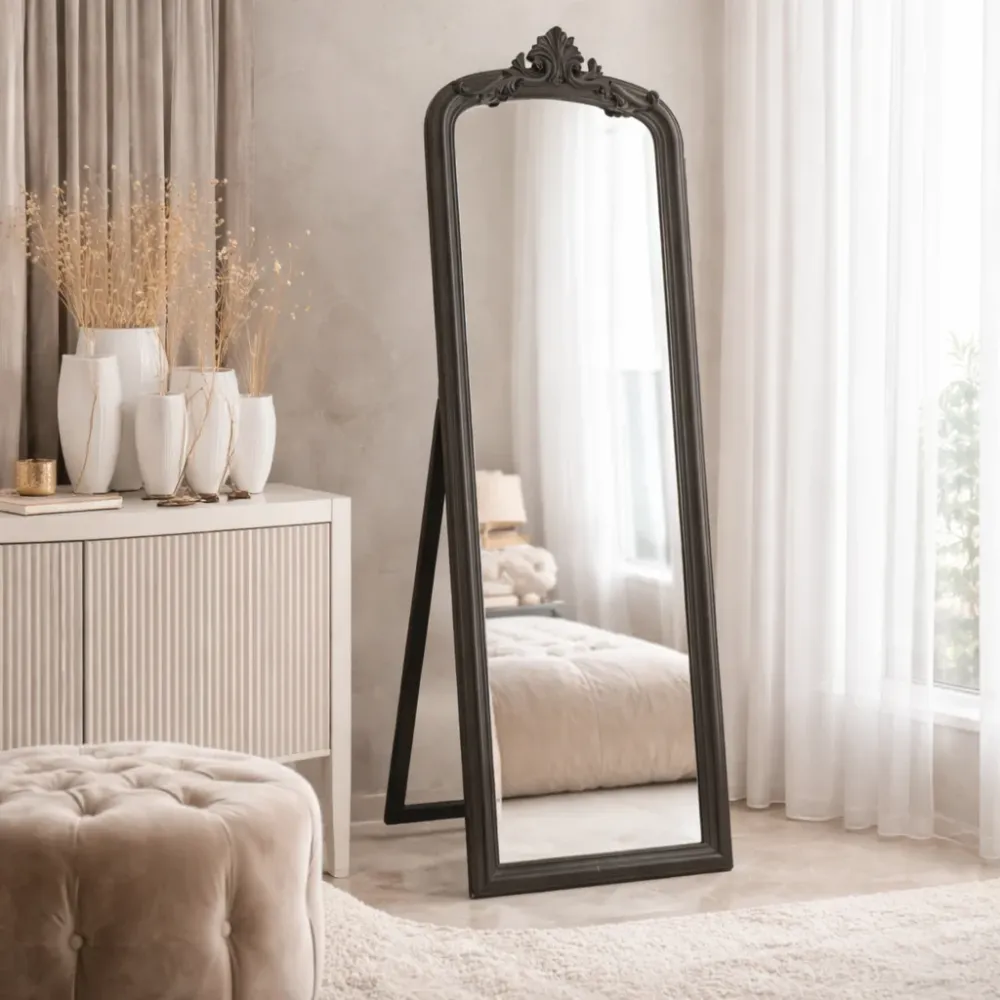 Specchio da Terra Figura Intera Legno Nero 180 cm