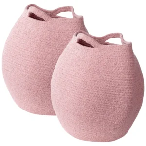 Set 2 Cotton Baskets Pink PANJGUR