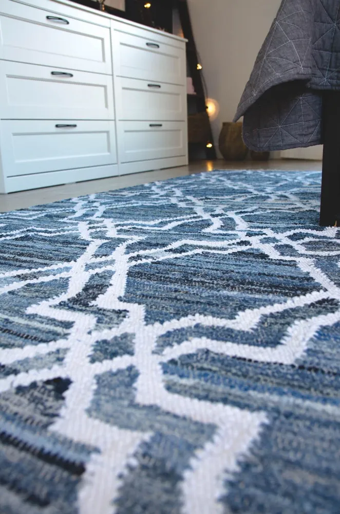 Cotton Area Rug 140 x 200 cm Blue ADIYAMAN