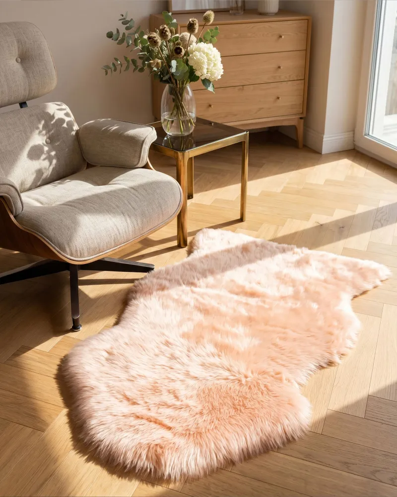 Resistente agli Agenti Atmosferici Sheepskin Rug Peach Pink ULURU