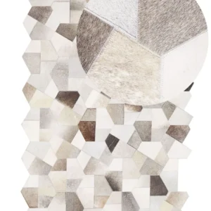 Rasoi Elettrici per Bovini Tappeto vera pelle grigio e nocciola 140 x 200 cm VARTO