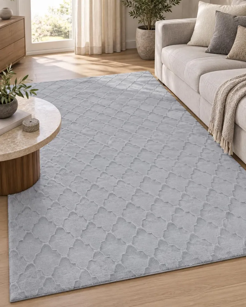Tappeto pelle sintetica grigio 160 x 230 cm GHARO