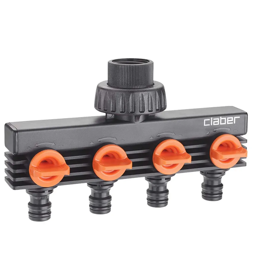 Presa per rubinetto Claber 4 vie con filetto 3/4"