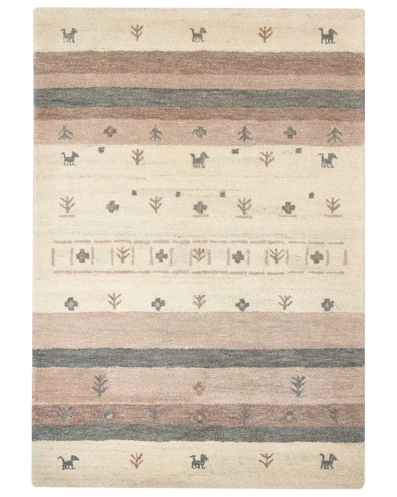 Tappeto Gabbeh lana nocciola e marrone 160 x 230 cm KARLI