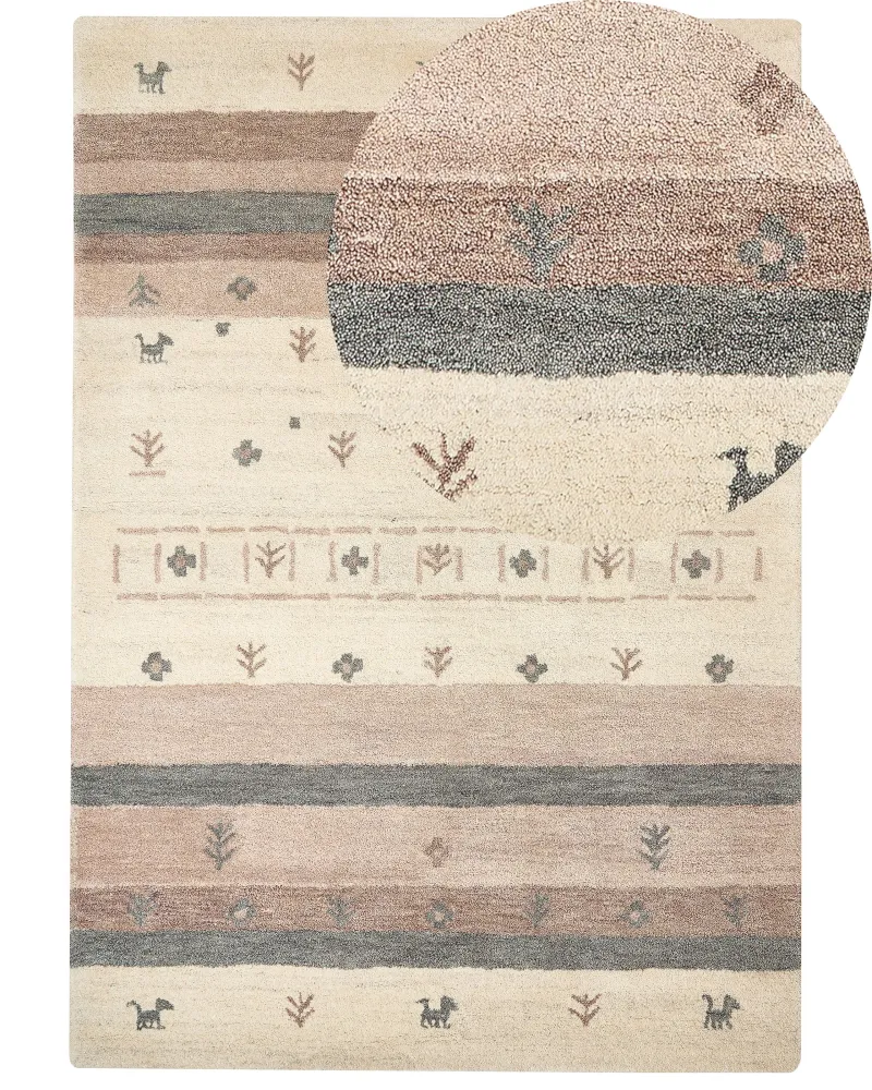 Tappeto Gabbeh lana nocciola e marrone 160 x 230 cm KARLI