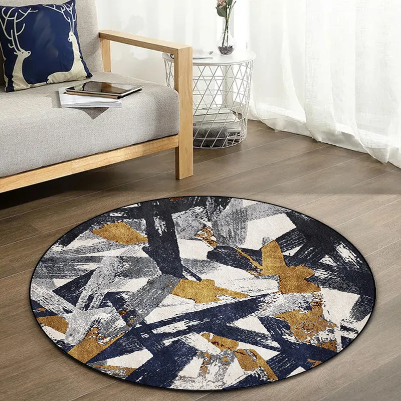 Novità tappeto con motivo pennellato Tappeto poliestere blu nero e bianco Tappeto lavabile lavatrice antiscivolo per camer...