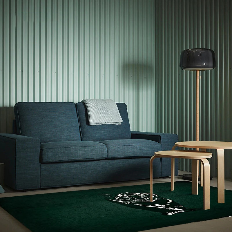 Novità tappeto con motivo tigre Tappeto poliestere verde ombroso Tappeto antiscivolo lavabile lavatrice per camera da letto
