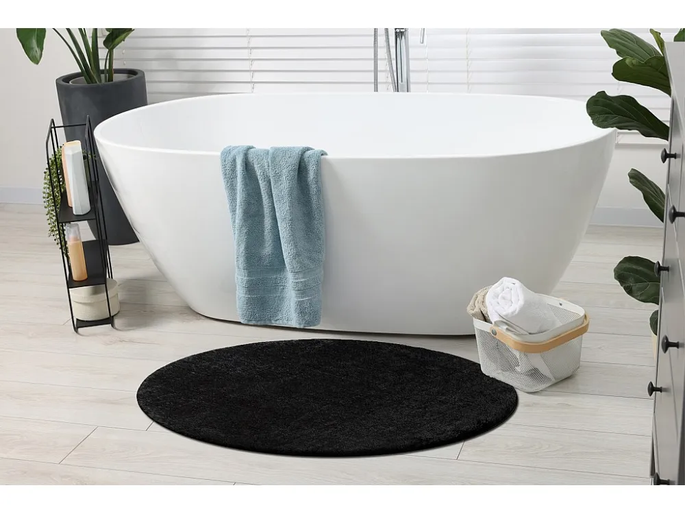 Tappeto da bagno SANTA cerchio pianura antiscivolo, soffice - nero cercle 67 cm