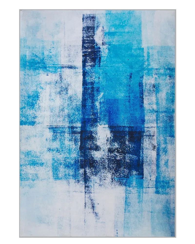 Tappeto blu multicolore 140 x 200 cm stampa 3d pelo corto contemporaneo