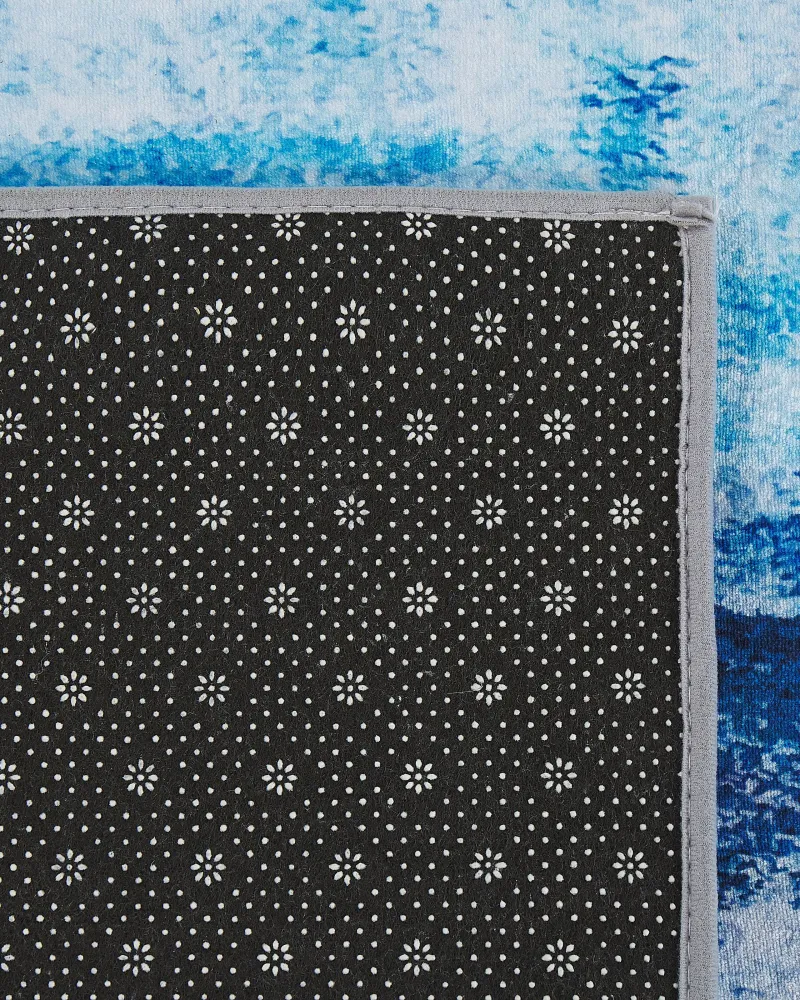Tappeto blu multicolore 140 x 200 cm stampa 3d pelo corto contemporaneo