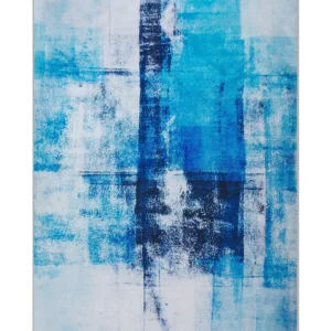 Tappeto blu multicolore 140 x 200 cm stampa 3d pelo breve moderno