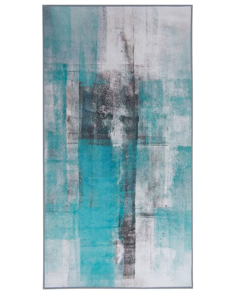 Tappeto blu multicolore 80 x 150 cm stampa 3d pelo corto innovativo