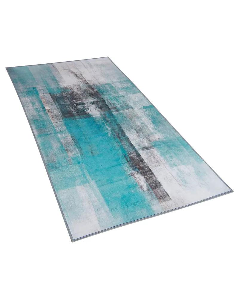 Tappeto blu multicolore 80 x 150 cm stampa 3d pelo corto innovativo