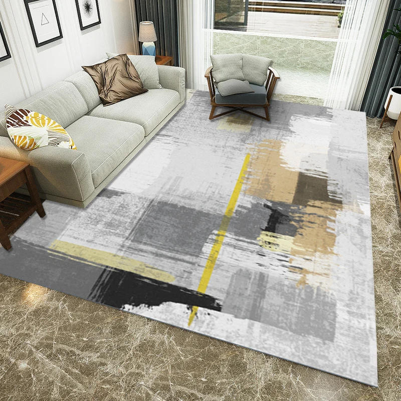 Tappeto con stampa estetica pennellata Tappeto innovativo grigio Tappeto poliestere lavabile lavatrice con supporto antisc...