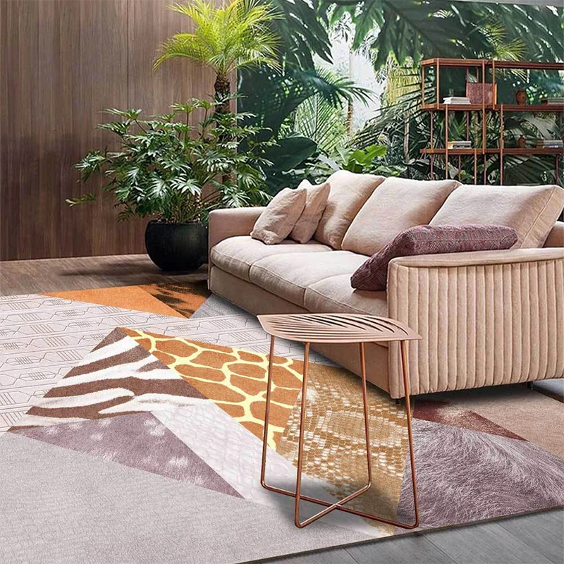 Tappeto con stampa di pelle di animale Funky Tappeto nordico rosa Tappeto con supporto antiscivolo lavabile poliestere per...
